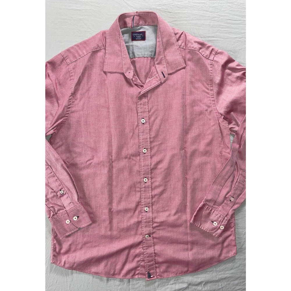 Untuckit Banner Slim Fit Long Sleeve Button Front Sport Shirt. USA Flag Logo, XL